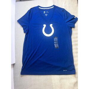 Nike‎ Womens Medium Shirt Indianapolis Colts Blue Dri Fit NWT Slim V-Neck NFL